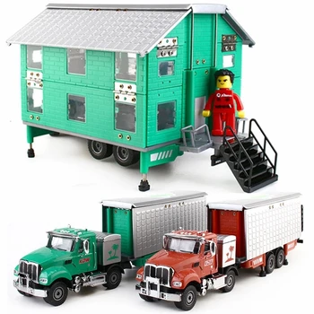 1:50 Мини-мобильный семейный легкосплавный грузовик, Отлитая под давлением модель игрушечного моторного прицепа, Складная модель автомобиля, имитационная коллекция Подарков, Игрушки для детей
