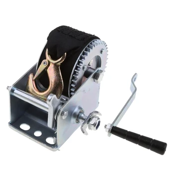 1 Комплект снаряжения для ручной лебедки для лодочного прицепа Синтетическая система с ремнем и сверхмощным крюком