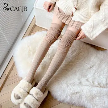 1 пара осенне-зимних чулок, высокие носки до бедра, женские носки выше колена, удлиненные хлопковые однотонные носки с длинными рукавами