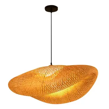 1 шт. Бамбуковая плетеная подвесная лампа для китайской чайной комнаты Дзен с источником света