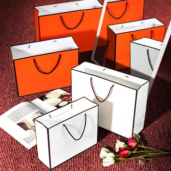 10 шт./лот Белый подарочный крафт-бумажный пакет с ручками белые подарочные пакеты/Многофункциональный Новый фестивальный подарочный пакет дизайн свадебной вечеринки