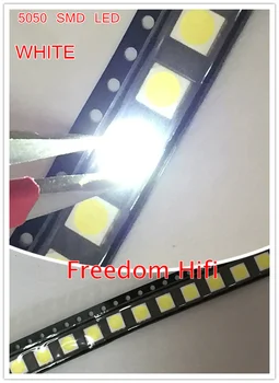 100шт 5050 белый SMD/SMT 3-чиповый светодиодный PLCC-6 Супер яркий свет лампы высокого качества