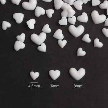 100шт Белые Керамические Украшения Для Ногтей В Форме Сердца DIY 3D Подвески Для Ногтей Дизайн Бусин 6/8 мм