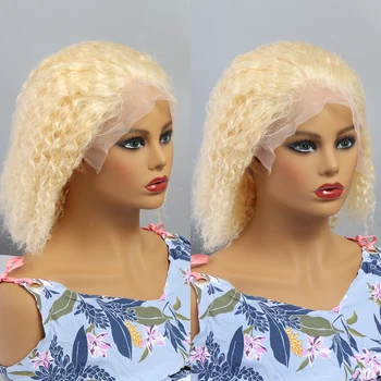 13x4 HD Прозрачный 613 Медовый Блондин, свободные парики с глубокими волнами, Бразильские Вьющиеся парики из человеческих волос с кружевами спереди для женщин