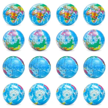 16 Шт. Шарики для сжатия Глобуса, 3-дюймовые игрушки для снятия стресса с Земли, шарики для сжатия, развивающие шарики для упражнений на пальцы
