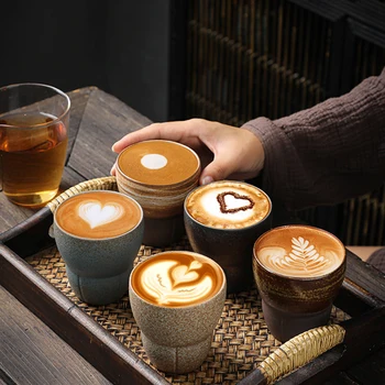 170 мл Японская чашка для эспрессо, кофейная кружка из грубой керамики в стиле ретро, офисные чайные чашки Кунг-фу, креативные подарки в виде чашек с цветами