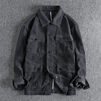 2023 новая вельветовая куртка с объемным карманом, мужская простая классическая молодежная тонкая куртка, верхняя одежда 1388