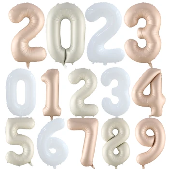 2023 Новые 30/32-дюймовые воздушные шары из фольги кремового цвета с номерами для вечеринки с Днем Рождения, принадлежности для душа ребенка, Юбилейные украшения