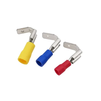 20шт Изолированные 6,3 мм обжимные электрические клеммы-лопатки для соединения проводов Кабельный стыковой разъем Красный синий желтый