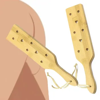 33-сантиметровый деревянный хлыст для порки с вырезом в виде сердца, БДСМ-лопатка для порки с отверстиями для воздушного потока, бамбуковые секс-игрушки для взрослых SM для рабских пар