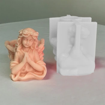 3D свеча в форме молитвенного Ангела, силиконовая форма для украшения свечей ручной работы, форма для изготовления изделий ручной работы, Форма для выпечки