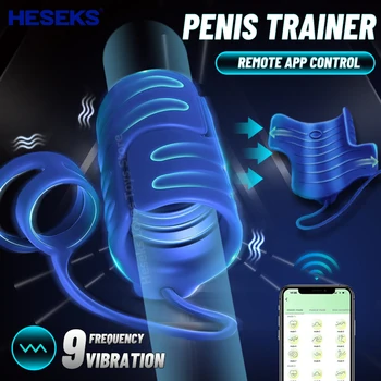 HESEKS Мужской мастурбатор, вибрирующее кольцо для члена, Секс для мужчин, вибратор для управления приложением для пениса, тренажер для задержки члена, мужские игрушки для взрослых 18