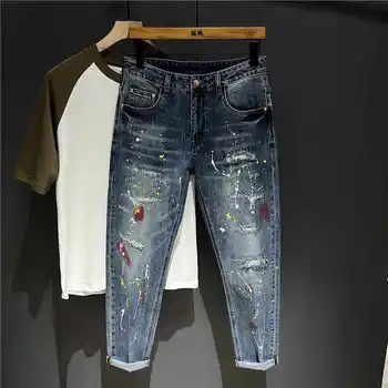 J04366 Модные мужские джинсы 2023 для подиума, роскошный известный бренд, европейский дизайн, мужская одежда для вечеринок