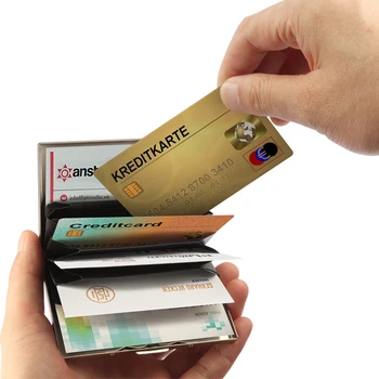 RFID-блокирующая защита для кредитных карт Кошелек из нержавеющей стали ID Визитница Держатель для мужчин и женщин Винтажная алюминиевая сумка