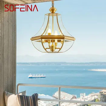 SOFEINA Латунный Садовый подвесной светильник, Медный светодиодный Водонепроницаемый IP65, Современный Уличный E27 220V 110V, Крыльцо, Внутренний двор, Балкон
