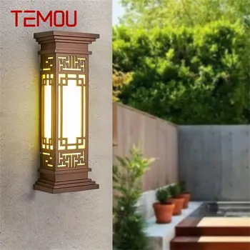TEMOU Outdoor Light LED Китайский Стиль Настенные Бра Лампа Водонепроницаемая для Домашнего Балкона Классическая