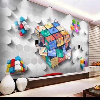 wellyu Пользовательские обои Оригинальные 3D Кубики Рубика Обои Papel de parede фреска Гостиная спальня обои tapety