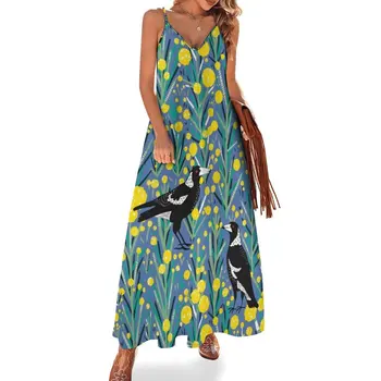 Австралийская сорока в плетеном саду Платье без рукавов платья летние женские летние платья 2023 вечернее платье женские длинные платья