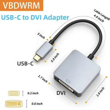 Адаптер USB-C-DVI Type-C-DVI Кабель Thunderbolt 3 USB 3.1 Видео Конвертер 1080P при 60 Гц для Портативных ПК Macbook Pro