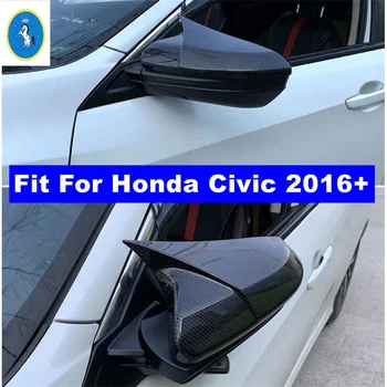 Боковое зеркало заднего вида, защитный колпачок, накладка, подходит для Honda Civic 2016 - 2019, внешний вид автомобиля из черного углеродного волокна, аксессуары для экстерьера автомобиля