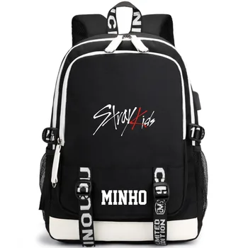 Брезентовый рюкзак Kpop Straykids, USB-рюкзак для бездомных детей, мужской и женский компьютерный рюкзак, дорожная сумка на открытом воздухе