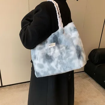 Брендовая дизайнерская меховая женская сумка через плечо, модная простая сумка через плечо, большая сумка с клапаном, тренд 2022 года