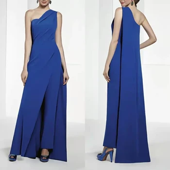 Вечерние платья Королевского синего цвета с одним плечом вечернее платье Длинные Трапециевидные Элегантные Вечерние платья robe de soirée