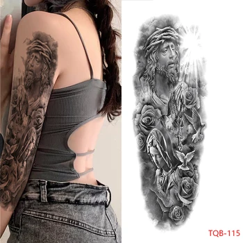 Временная татуировка на рукаве с большой рукой, водонепроницаемая дорожка для раскрашивания тела мужчин и женщин, наклейка с поддельной татуировкой с бергамотом на всю руку