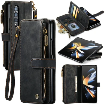 Деловой чехол-бумажник на молнии для Samsung Z Fold 5 4 3 чехол для телефона samsung S23 Ultra S22 Plus S21 FE S20 12 A13 A53 A54 5g case