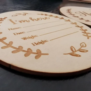Деревянные ежемесячные карточки с печатью Круга-вехи, диск с объявлением о рождении ребенка