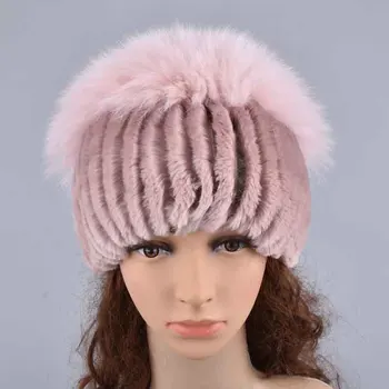 Женская меховая шапка и шарф, комплект для зимы, шарф и шапка из натурального меха кролика Рекс, однотонные модные шляпа и шарф для уличной съемки