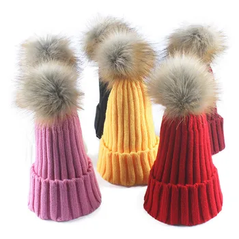Женская осенне-зимняя теплая шапка, вязаная шерстяная шапка, мягкие меховые шапки для женщин, зимняя шапочка ручной вязки с напуском