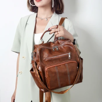 Женский маленький рюкзак из искусственной кожи, высококачественная женская сумка через плечо, модная дорожная сумка для ноутбука, повседневные школьные сумки для девочек-подростков