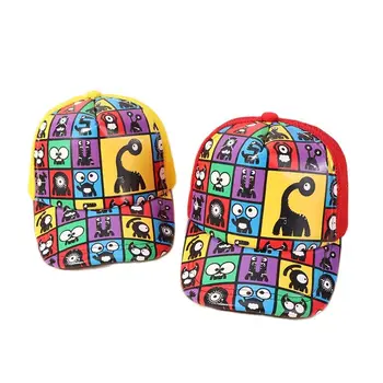 Забавная детская бейсболка с рисунком из мультфильма, летняя новая шляпа с граффити для мальчиков и девочек, детские кепки с козырьком, дышащие детские солнцезащитные кепки