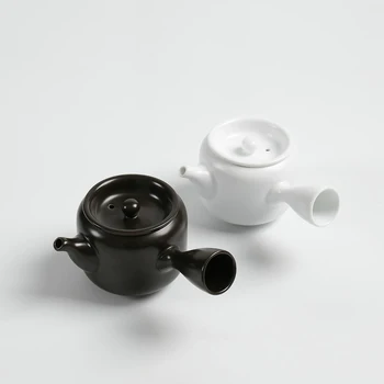 Керамический Чайный Сервиз Кунг-фу, Чайник с боковой ручкой и фильтром, Бытовая Японская Чайная посуда, Чайник с длинной ручкой, Простая Чайная церемония