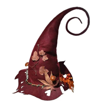 Креативная шляпа на Хэллоуин, Шляпа Волшебника, Шляпа Волшебника на Хэллоуин, с красивым цветочным декором, Аксессуары для костюма Ведьмы для косплея