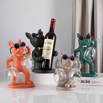 Креативные солнцезащитные очки, Скульптура собаки из смолы, Стеллаж для красного вина, Домашний декор, Стеллаж для хранения вина, держатель для бокалов для вина в гостиной, перевернутый вверх ногами