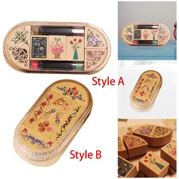 Креативный набор деревянных штампов, 4 многоцелевых декоративных круглых штампа, марки 