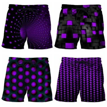 Летние Мужские Пляжные шорты 2020 Фиолетового цвета whirlpoool с 3D Принтом плавки Забавные Мужские Бермуды Пляжные шорты Плюс Размер 6XL Быстросохнущие