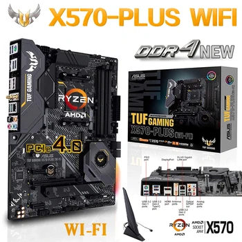 Материнская плата ASUS TUF GAMING X570-PLUS WiFi AMD AM4 DDR4 5100 МГц (O.C) M.2 USB3.2 128 Г Двухканальная материнская плата с PCIe 4.0 ATX