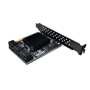 Микросхема Marvell 88SE9215 с 6 портами от SATA 3.0 до PCIe Карта расширения PCI express Адаптер SATA Конвертер SATA 3 с радиатором для жесткого диска