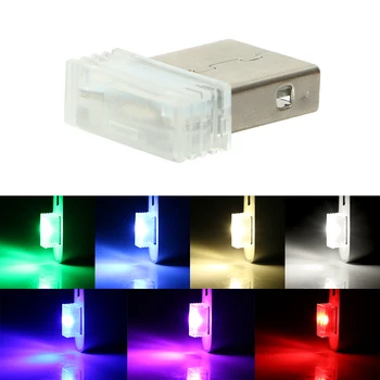 Мини-USB Декоративная Лампа Автомобильная Светодиодная Атмосферная Подсветка Автомобиля-стайлинг Аварийное Освещение Окружающий Светильник 7 Цветов Авто Внутреннее Освещение