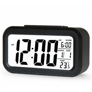 Мини-музыкальный цифровой будильник с подсветкой, повтор, отключение звука, календарь, настольные часы, электронные светодиодные часы с температурой