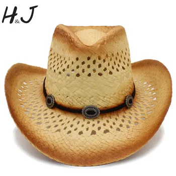 Модная Женская Мужская ковбойская шляпа в западном стиле с кожаной лентой ручной работы, Леди Джентльмен, Пляжное солнцезащитное сомбреро, Ковбойская шляпа, Размер