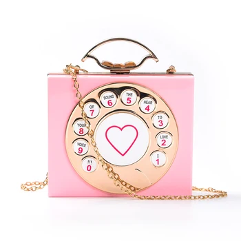 Модная женская розовая сумочка в форме акрилового телефона, сумка на плечо, кошелек