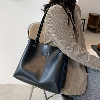 Модные Женские сумки из искусственной кожи, высококачественная Женская сумка-ведро большой емкости, дизайнерские повседневные сумки-тоут, Новые