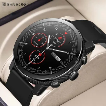 Мужские смарт-часы SENBONO, круглые часы с функцией ответа на звонок по Bluetooth, 100 + циферблатов, спортивные умные часы для мужчин и женщин для Android IOS