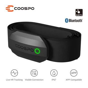 Нагрудный ремешок для пульсометра CooSpo Bluetooth 4.0 ANT + Датчик пульса Водонепроницаемый для велокомпьютера Wahoo Garmin