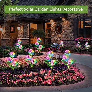 Наружные солнечные садовые фонари с 2 режимами, Солнечные цветы одуванчика, Водонепроницаемый светильник IP65 для украшения сада, лужайки, двора, свадьбы
