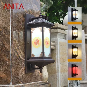 Настенный светильник ANITA Solar, винтажное уличное бра, водонепроницаемое IP65 для домашнего двора, декора балкона